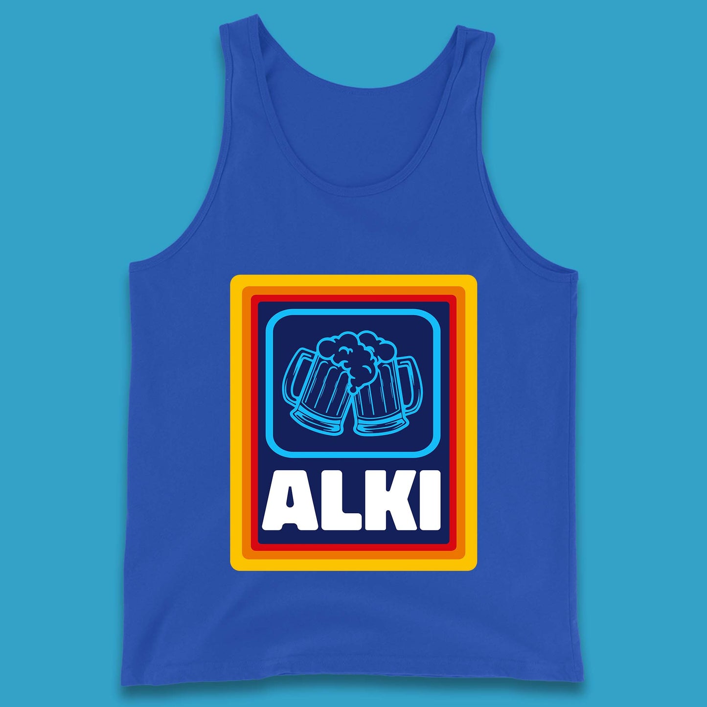 Alki Aldi Drink Pub Beer Joke Funny Parody Novelty Gift Tank Top