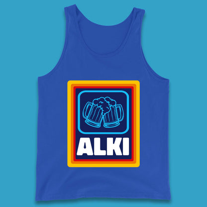 Alki Aldi Drink Pub Beer Joke Funny Parody Novelty Gift Tank Top