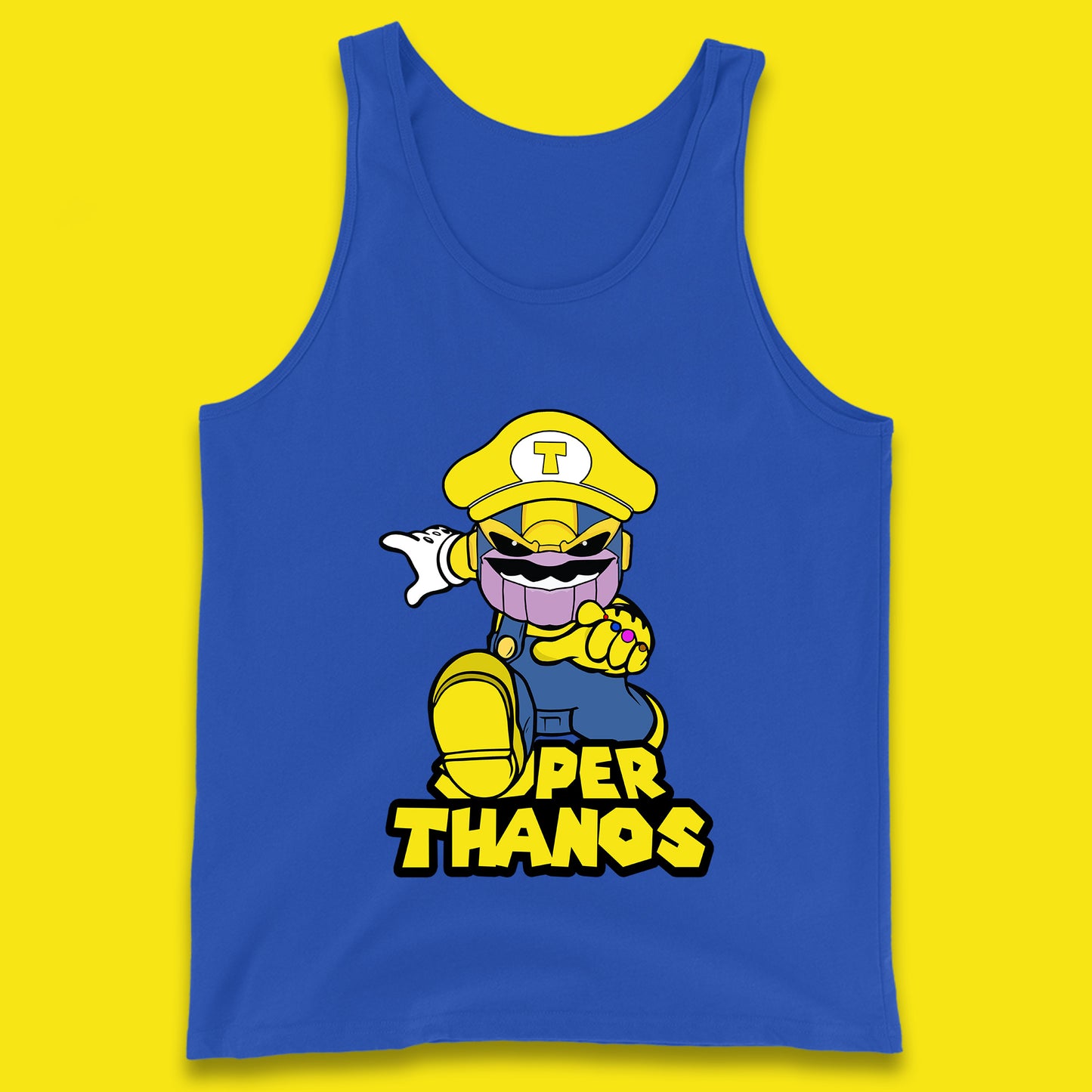 Super Thanos Marvel Infinity Gauntlet Super Mario Spoof Marvel Nintendo Game Series Wario Thanos Fictional Character Tank Top