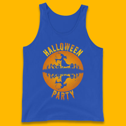 Halloween Party Flying Witch Horror Scary Spooky Season Scary Boo With Full Moon Tank Top