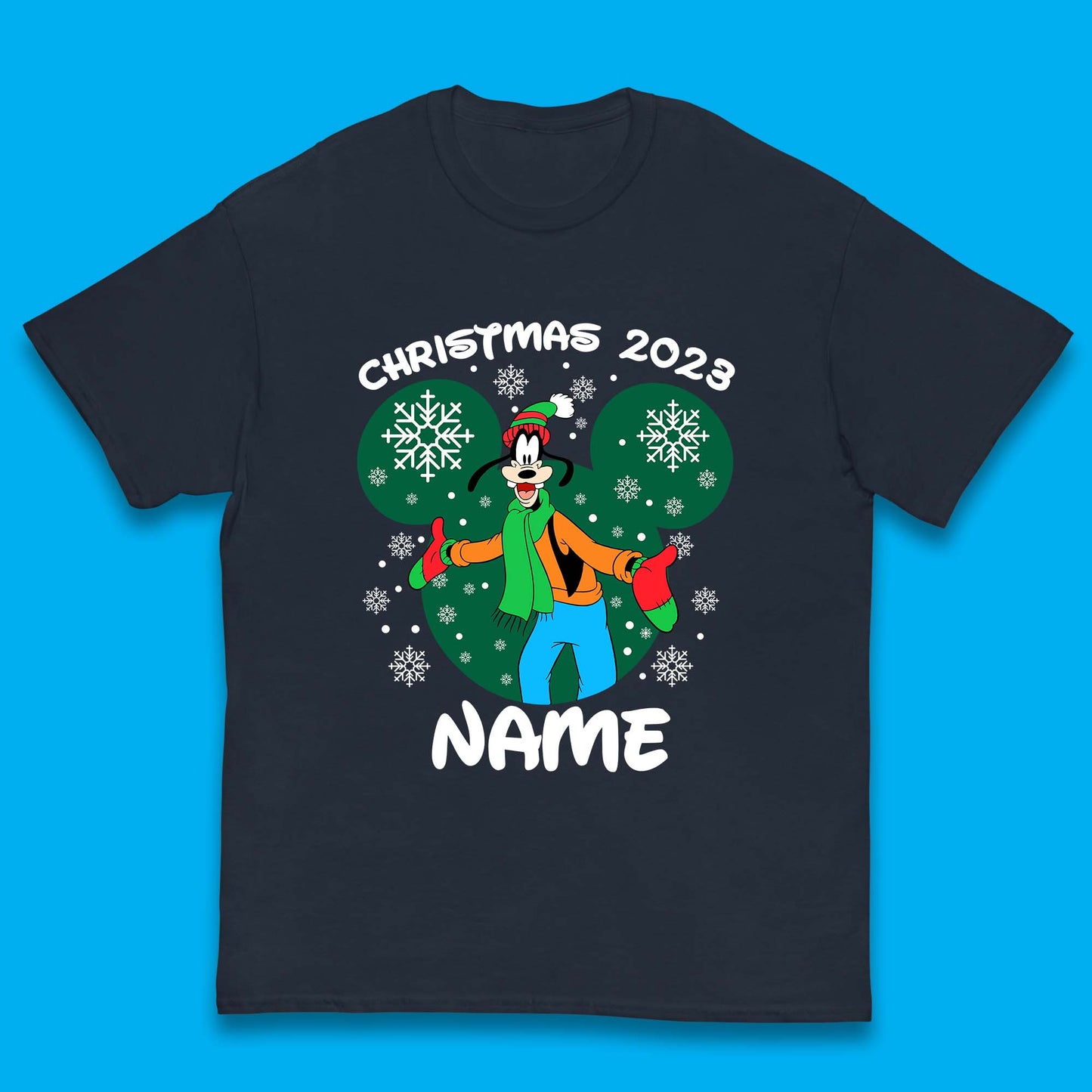 Personalised Christmas 2023 Your Name Santa Goofy And Pluto Xmas Disney Mickey And Friends Kids T Shirt