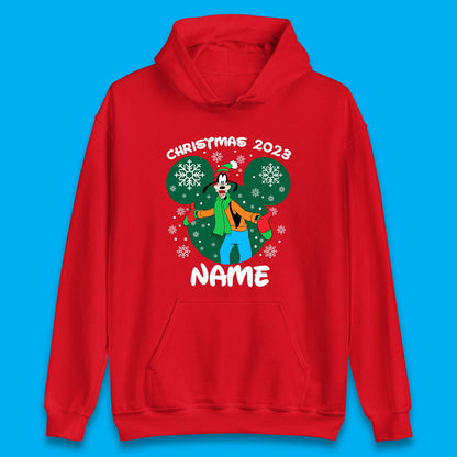 Personalised Christmas 2023 Your Name Santa Goofy And Pluto Xmas Disney Mickey And Friends Unisex Hoodie