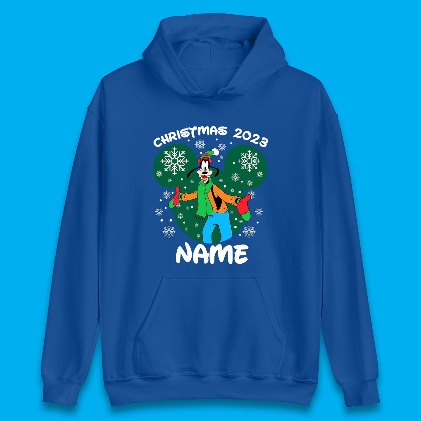 Personalised Christmas 2023 Your Name Santa Goofy And Pluto Xmas Disney Mickey And Friends Unisex Hoodie