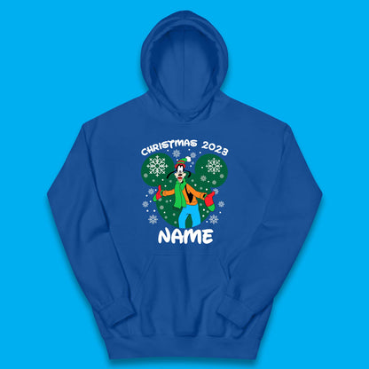 Personalised Christmas 2023 Your Name Santa Goofy And Pluto Xmas Disney Mickey And Friends Kids Hoodie