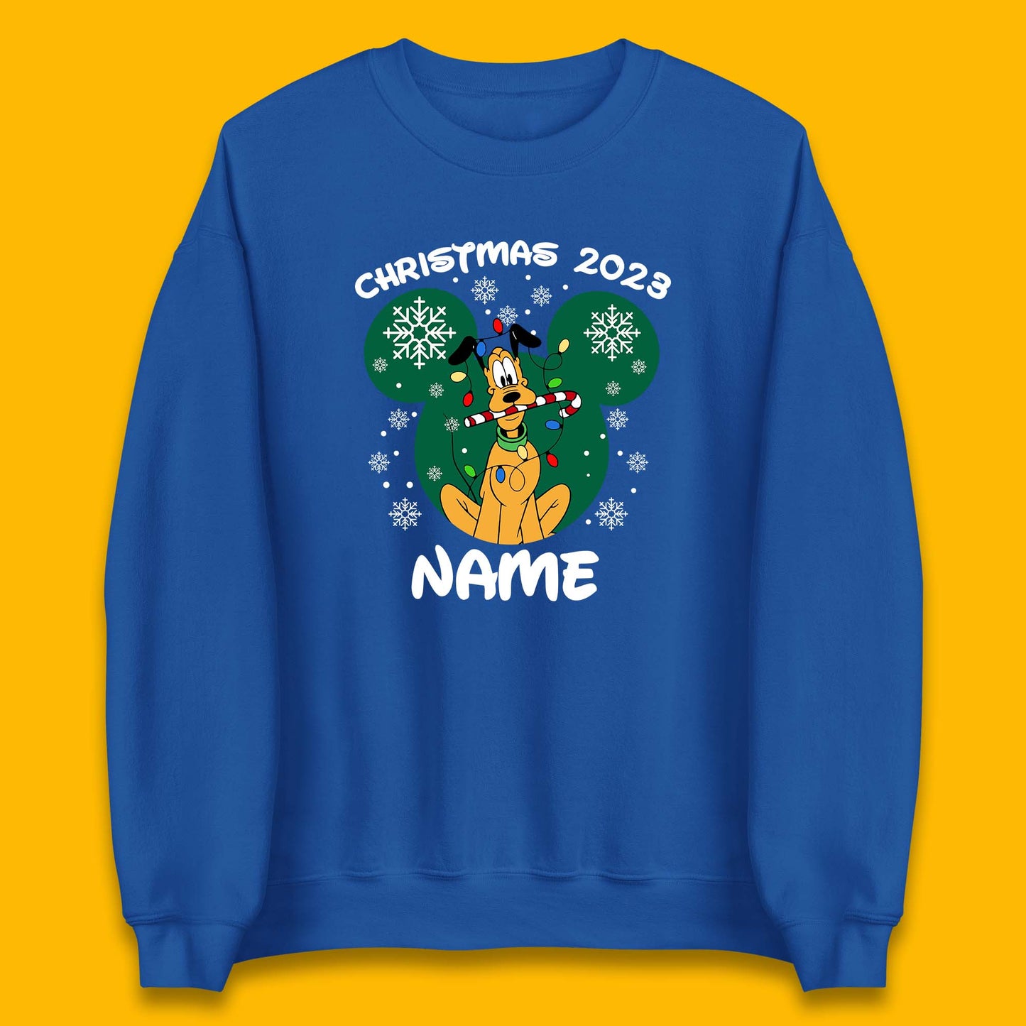 Personalised Christmas 2023 Your Name Santa Goofy And Pluto Xmas Disney Mickey And Friends Unisex Sweatshirt