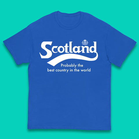 Scotland Probably The Best Country In The World Country Name in Fancy Type with Baseball Style Swoosh Underline Kids T Shirt