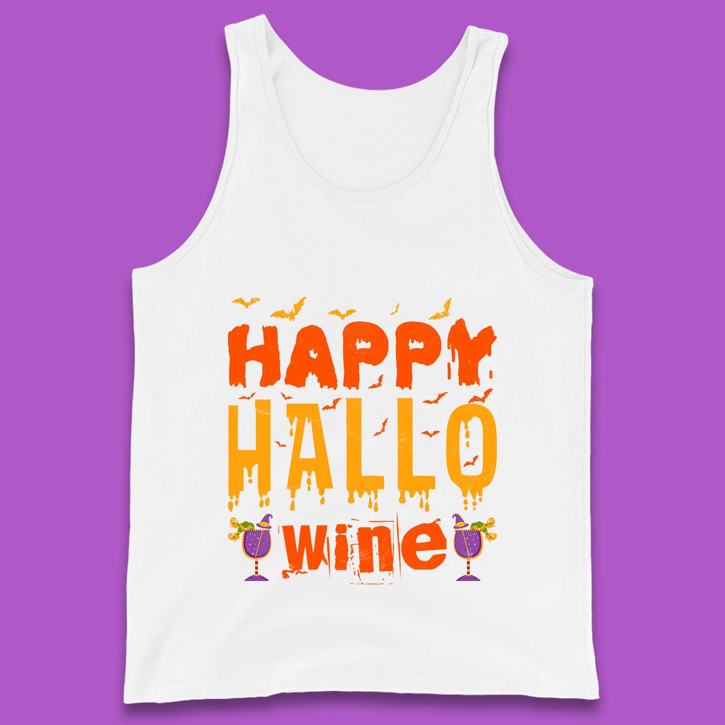 Happy Hallowine Funny Halloween Wine Drinking Party Wine Lover Tank Top