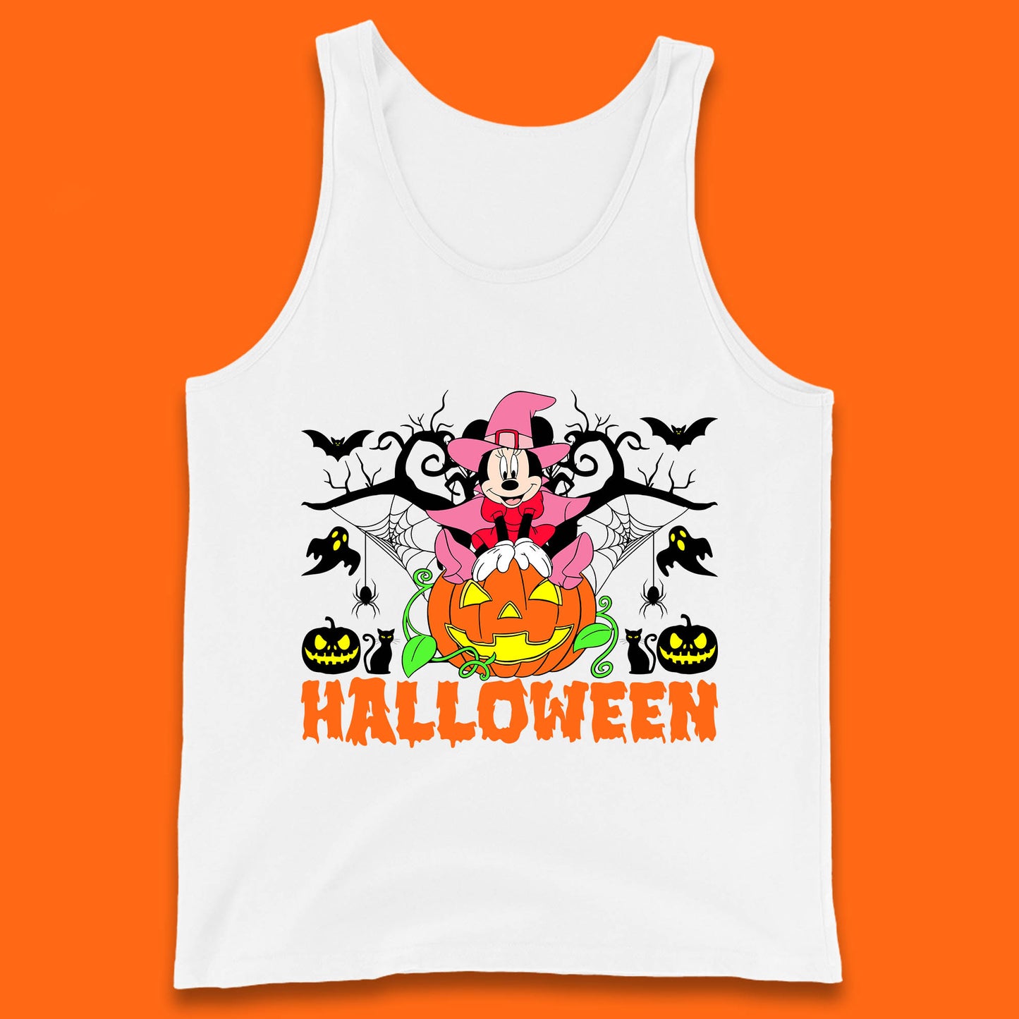 Disney Halloween Witch Minnie Mouse Sitting On Pumpkin Horror Scary Disneyland Trip Costume Tank Top