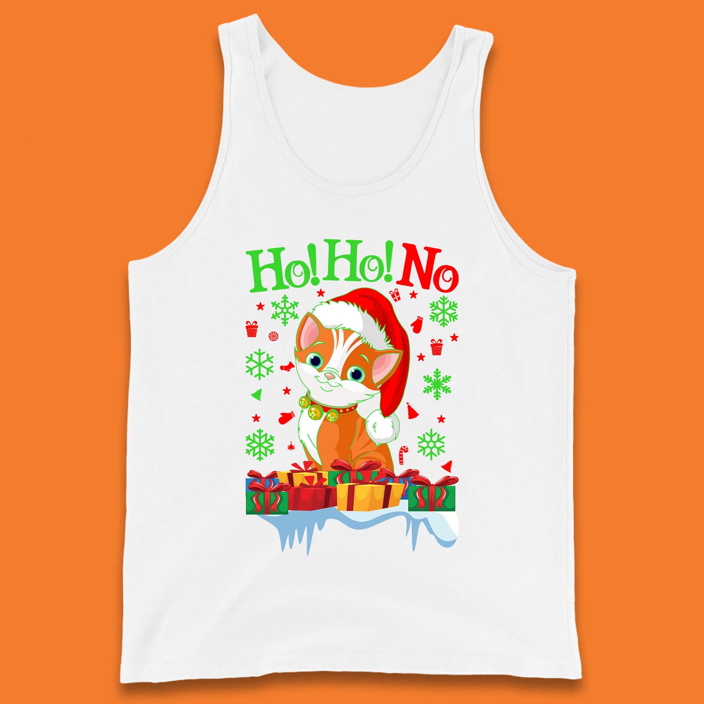 ho ho no christmas cat tank top