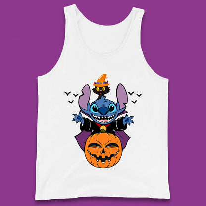 Disney Halloween Pumpkin Devil Stitch With Black Cat Horror Scary Disney Lilo & Stitch Tank Top