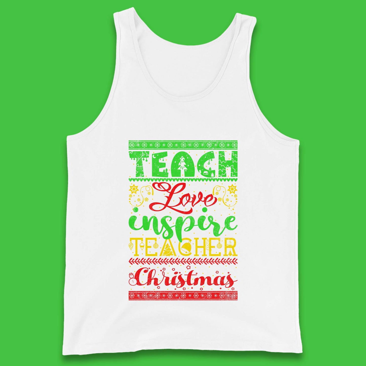 teach love inspire teacher christmas tank top