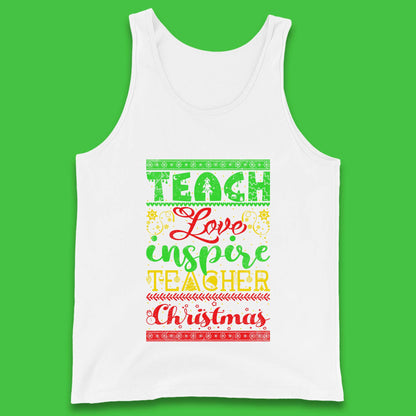 teach love inspire teacher christmas tank top