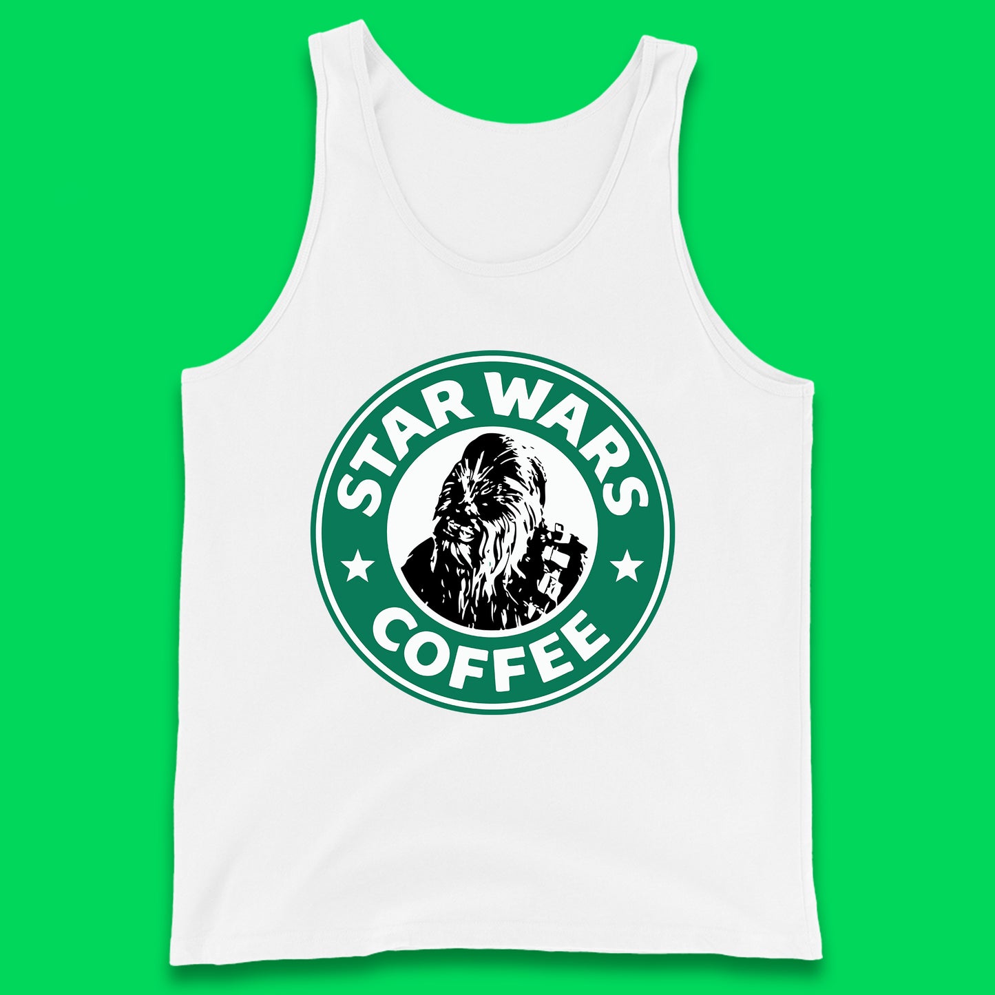 Chewbacca Star Wars Coffee Sci-fi Action Adventure Movie Character Starbucks Coffee Spoof 46th Anniversary Tank Top