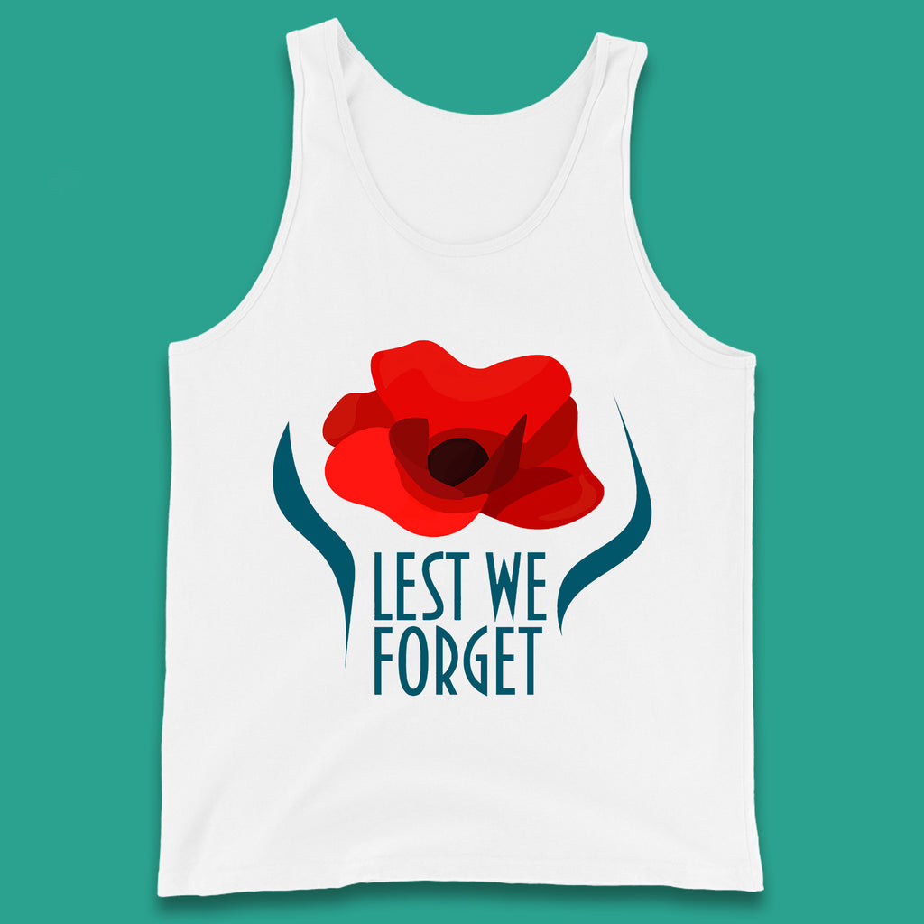Lest We Forget Poppy Flower Remembrance Day British Armed Force Tank Top