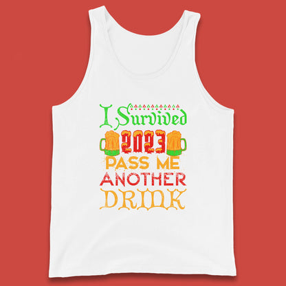 I Survived 2023 Pass Me Another Drink Christmas Beer Drinking Lover Xmas Tank Top