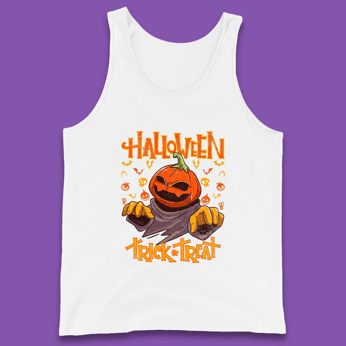 Halloween Trick Or Treat Pumpkin Character Halloween Scary Evil Pumpkin Tank Top