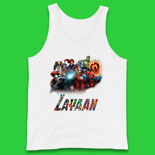 Personalised Marvel Avengers Super Heroes Movie Characters Spider Man, Black Widow, Hulk, Iron Man, Thor, Captain America Avengers Squad Tank Top