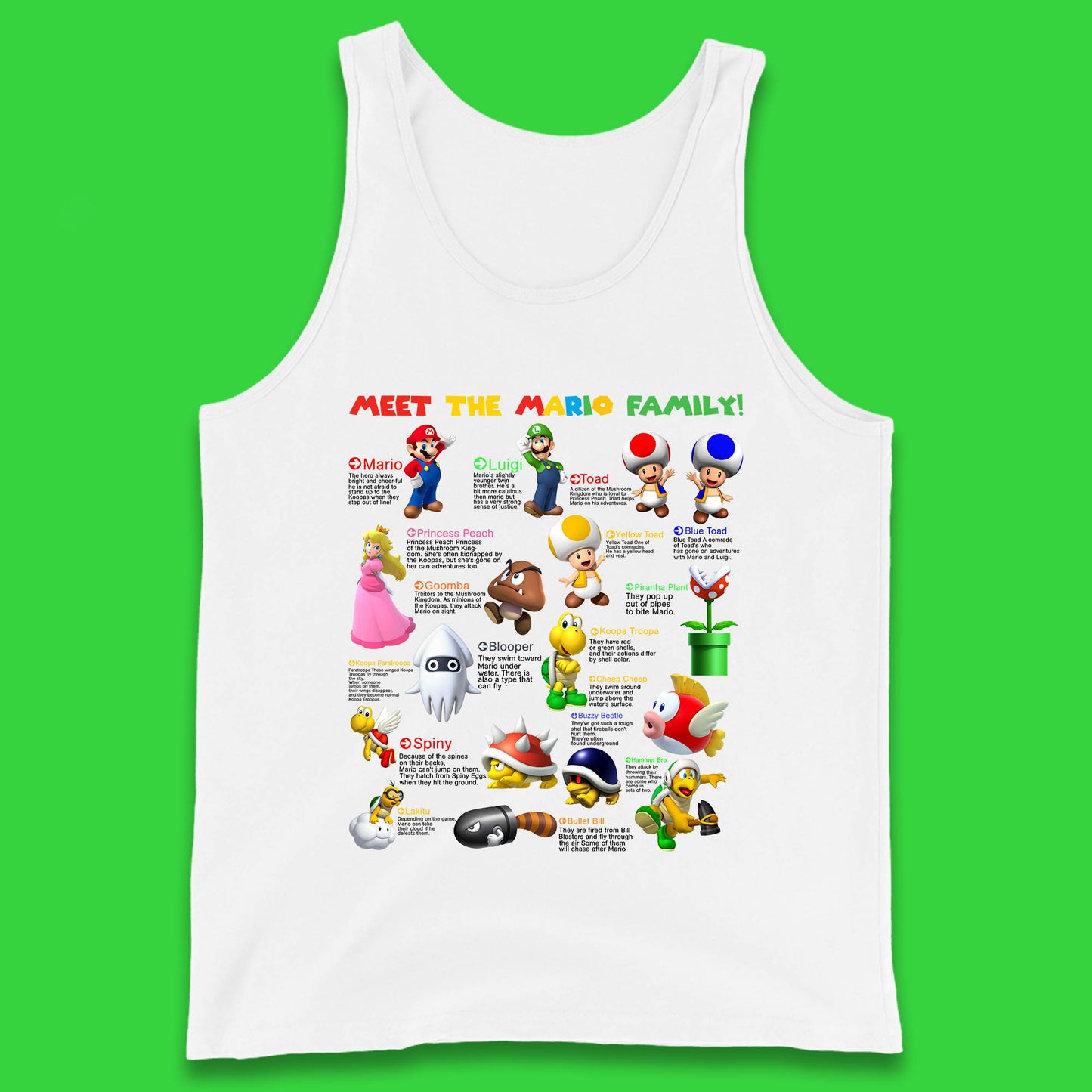 Meet The Mario Family Super Mario Vintage Mario Family Matching Costume Tank Top