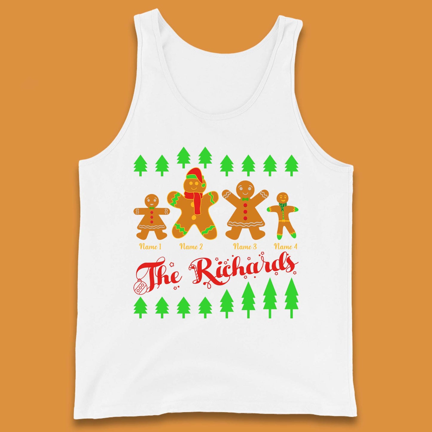 Personalised The Gingerbread Family Christmas Tank Top