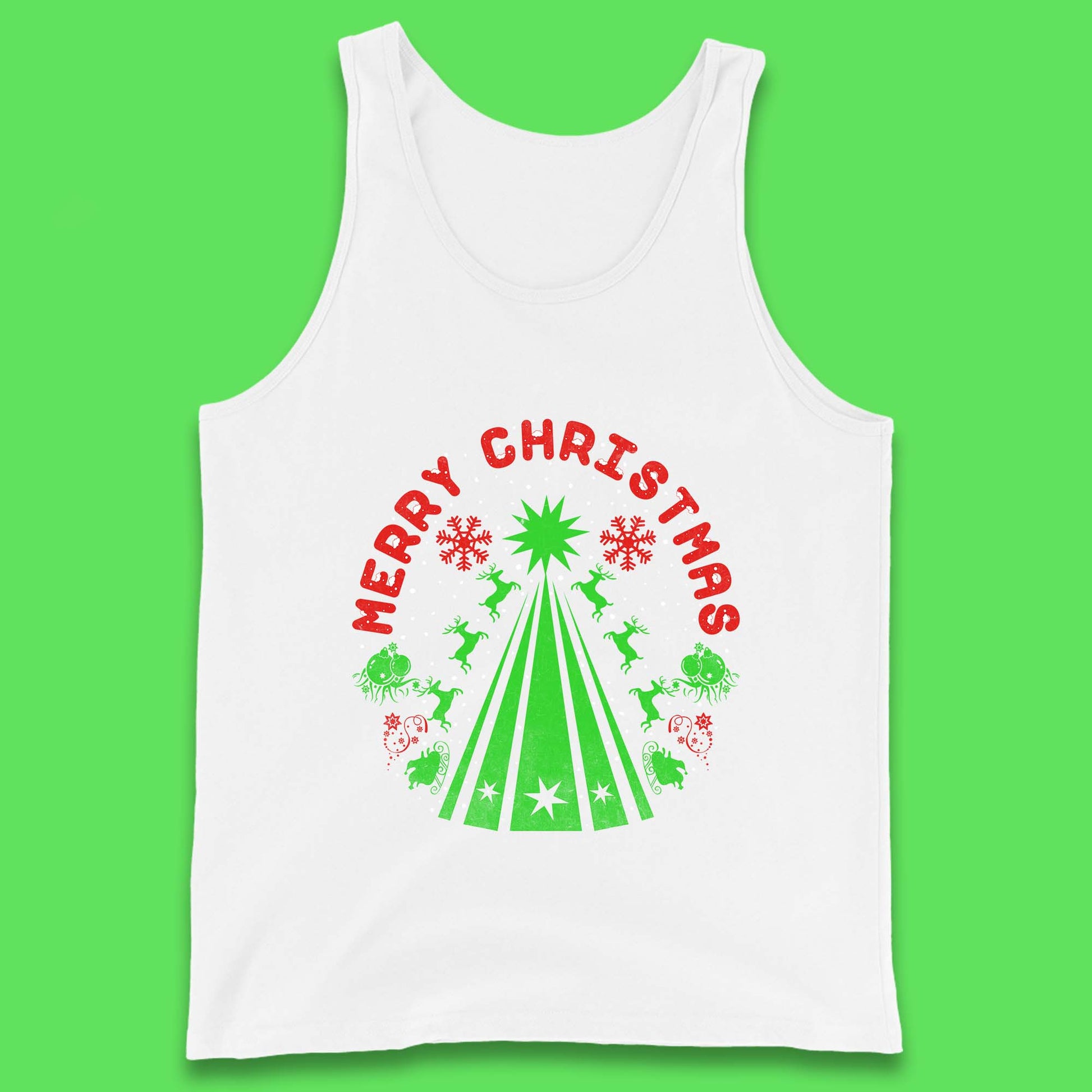 merry christmas reindeers tank top