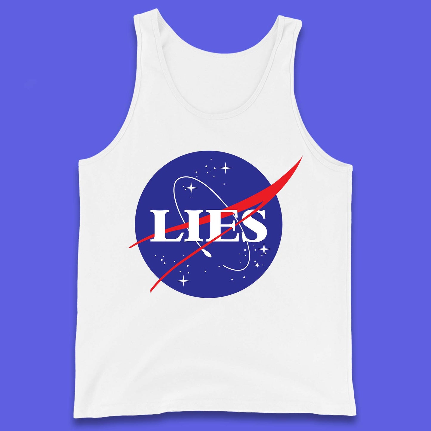 NASA Lies Logo Parody Tank Top