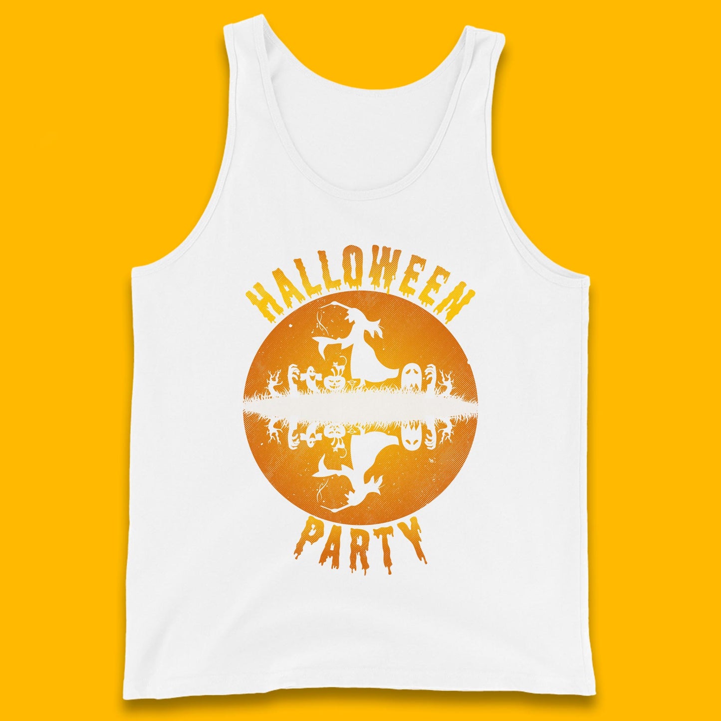 Halloween Party Flying Witch Horror Scary Spooky Season Scary Boo With Full Moon Tank Top