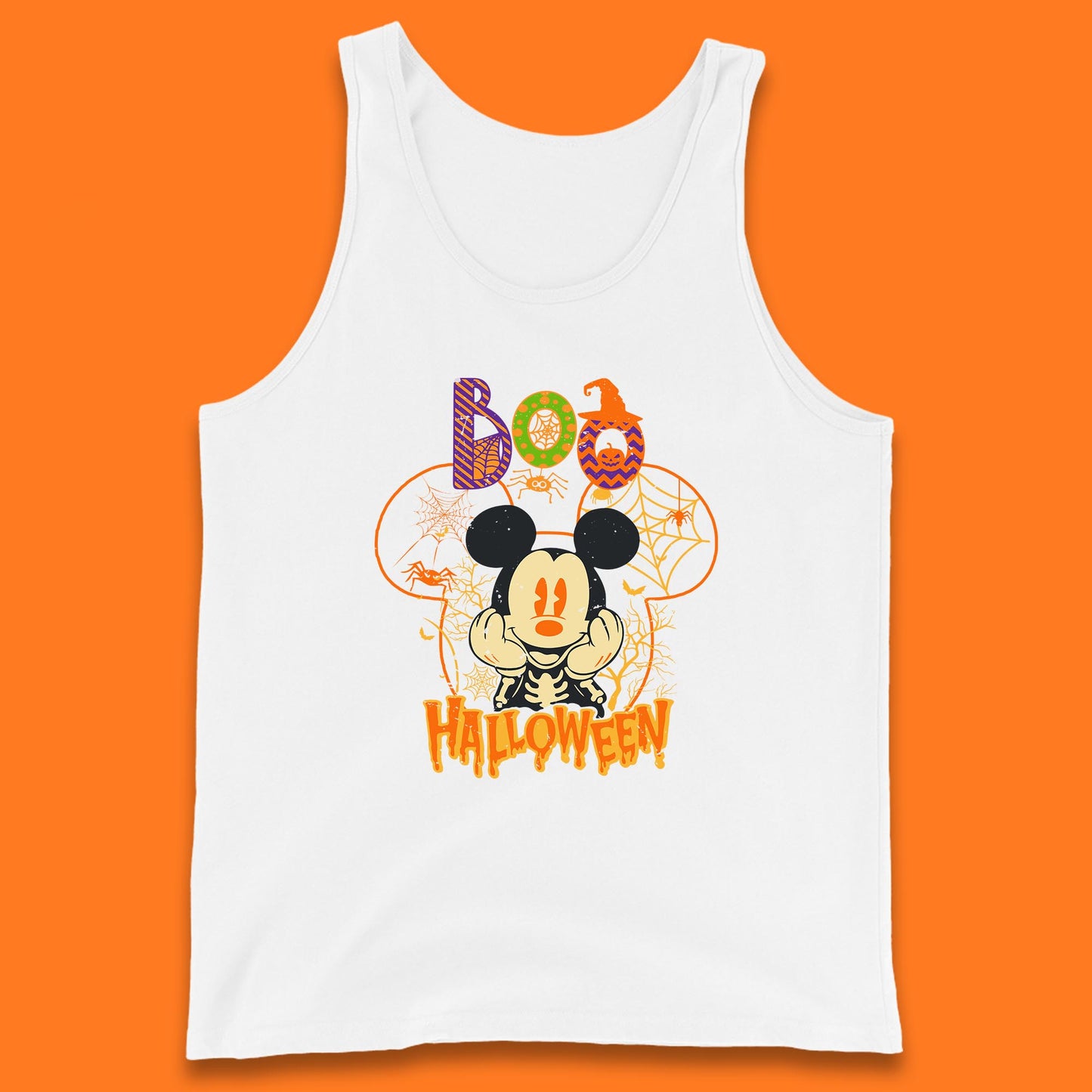 Boo Halloween Mickey Mouse Skeleton Horror Scary Disney Halloween Disneyland Trip Tank Top