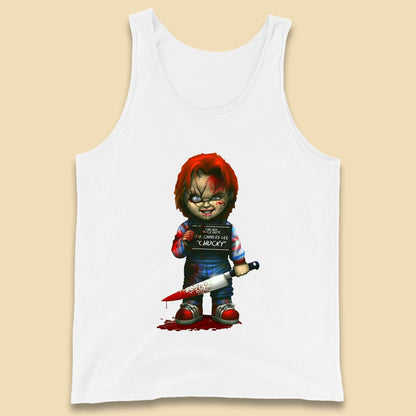 Chucky Mug Shot Chicago Police Dept Ray Charles Lee Chucky Halloween Horror Movie Tank Top