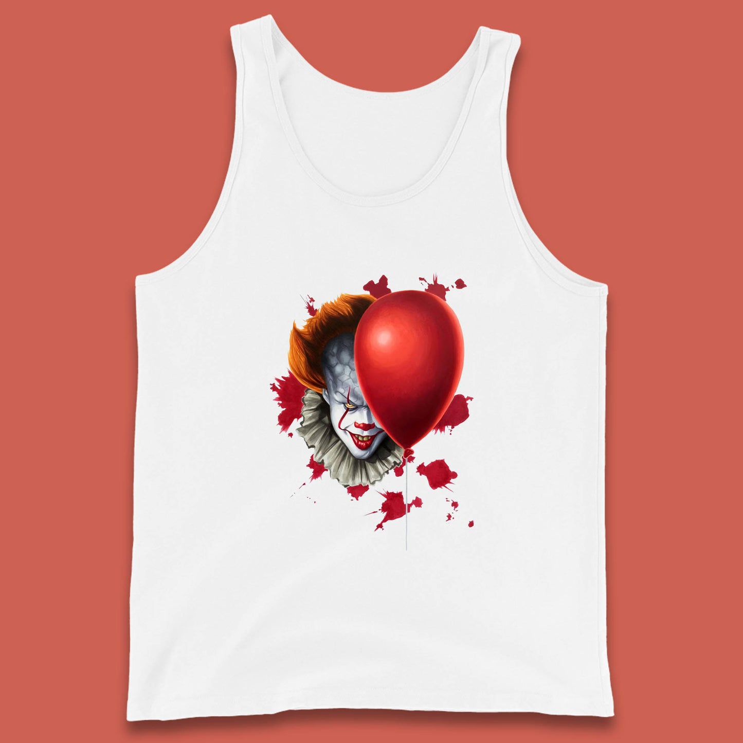 IT Pennywise Clown With Balloon Halloween Evil Clown Costume Horror Movie Serial Killer Tank Top