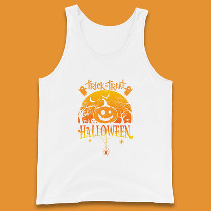 Trick Or Treat Halloween Pumpkin Haunted Trees Scary Spooky Season Tank Top