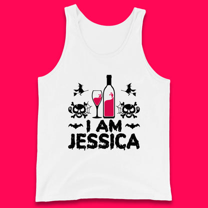 Personalised Halloween Your Name Funny Wine Drinking Scary Skull Drink Lover Tank Top