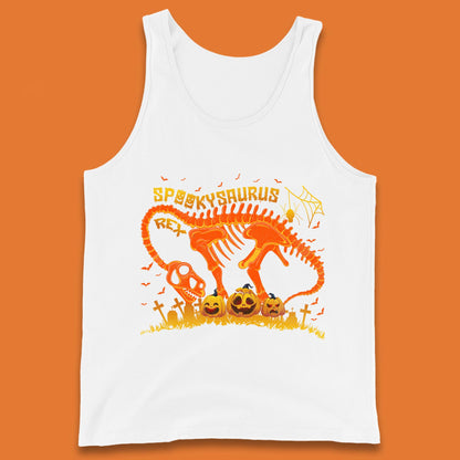 Spooky Saurus Rex Halloween Dinosaur T-Rex Skeleton With Scary Pumpkins Tank Top