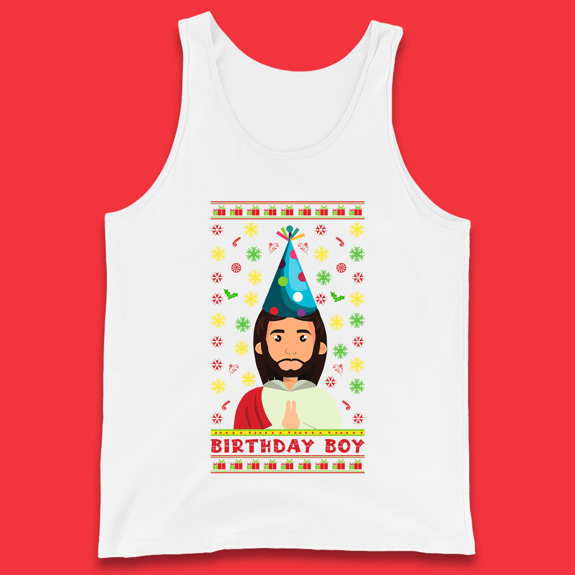 jesus birthday boy christmas tank top