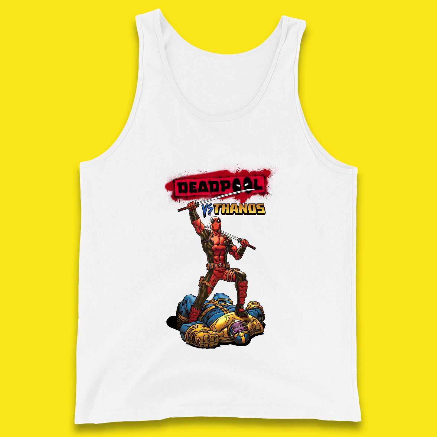 Marvel Comics Deadpool VS Thanos The Ultimate Face Off Comic Book Fictional Characters Tank Top