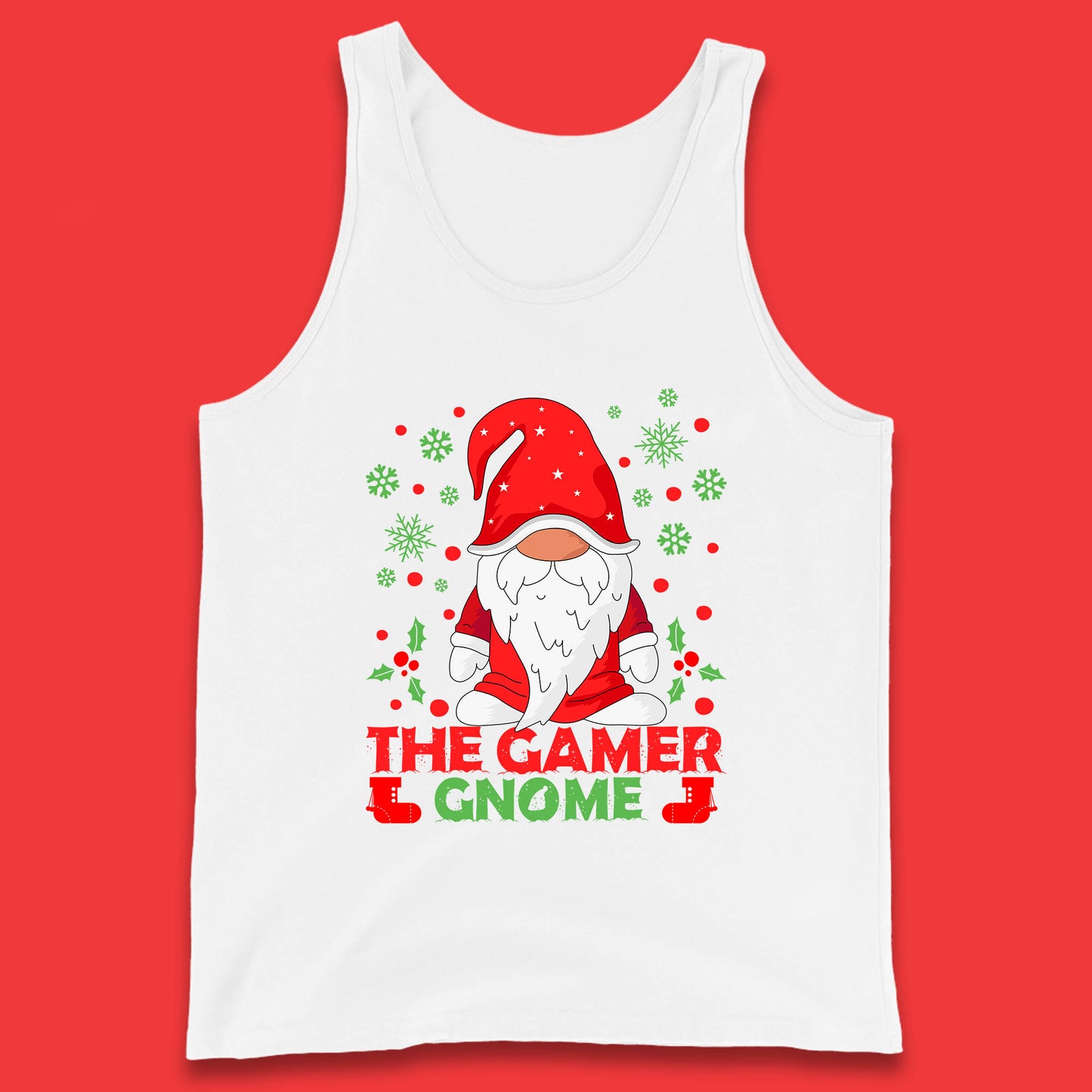 the gamer gnome christmas tank top