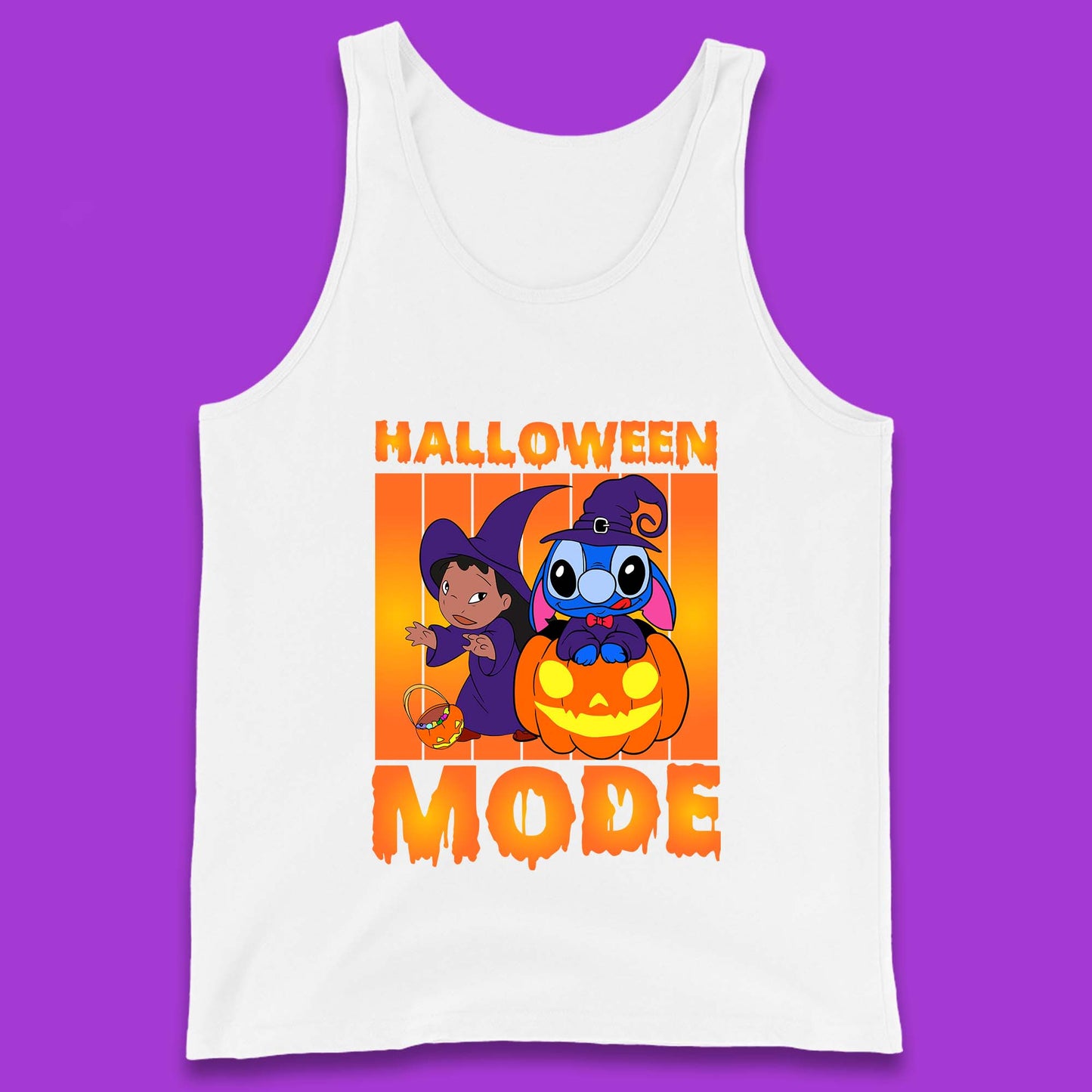 Halloween Mode Disney Lilo & Stitch Halloween Pumpkin Witch Hat Stitch Spooky Disneyland Trip Tank Top