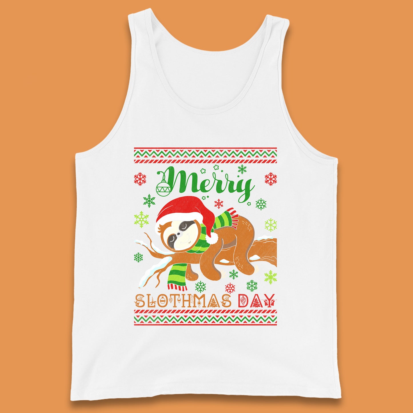 Merry Slothmas Day Christmas Santa Sloth Lovers Xmas Holiday Celebration Tank Top