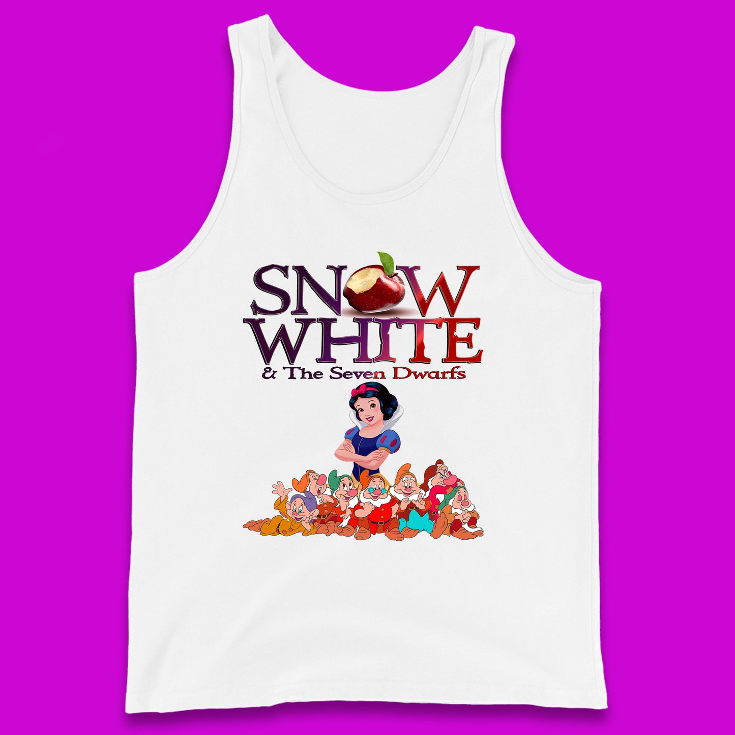 Disney Snow White And The Seven 7 Dwarfs Disney Dwarfs Group Grumpy Sleepy Dopey Doc Sneezy Bashful Happy Disneyland Cartoon Character Tank Top