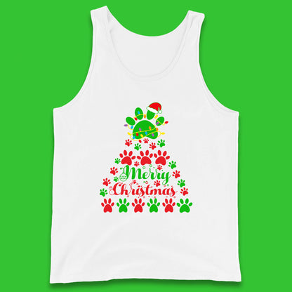 merry christmas paws tree tank top