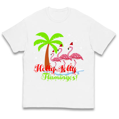 Holly Jolly Flamingos Christmas Kids T Shirt