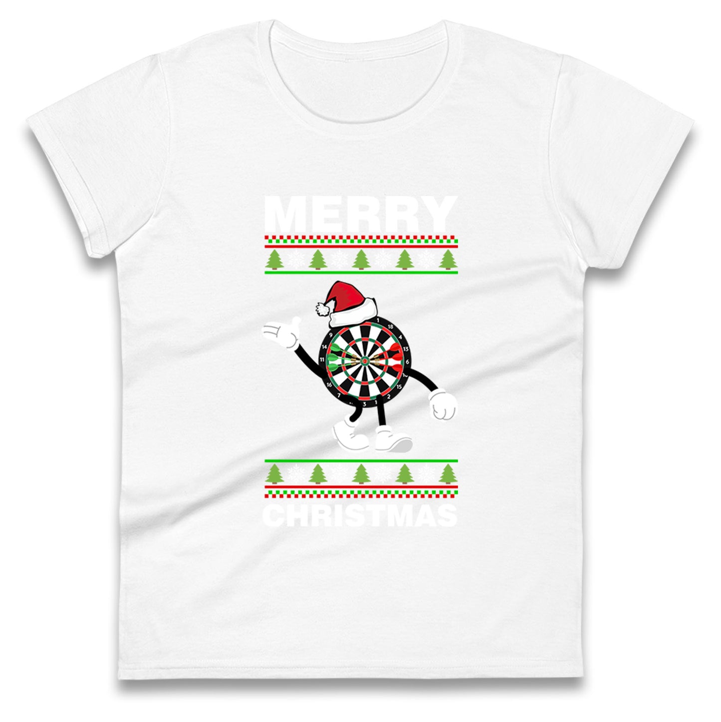 dartboard christmas santa costume womens t shirt