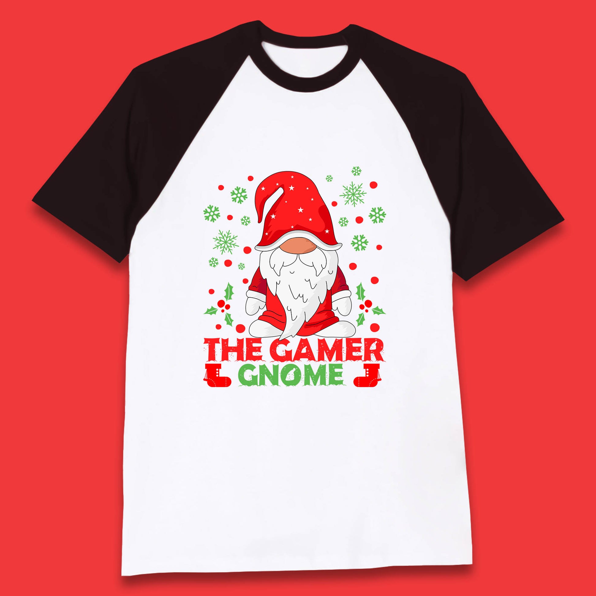 the gamer gnome christmas baseball t shirt