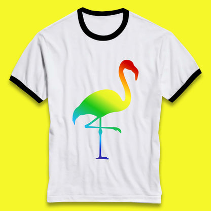 Rainbow Flamingo LGBTQ Gay Rights Pride Parade LGBT Flamingo Lovers Ringer T Shirt