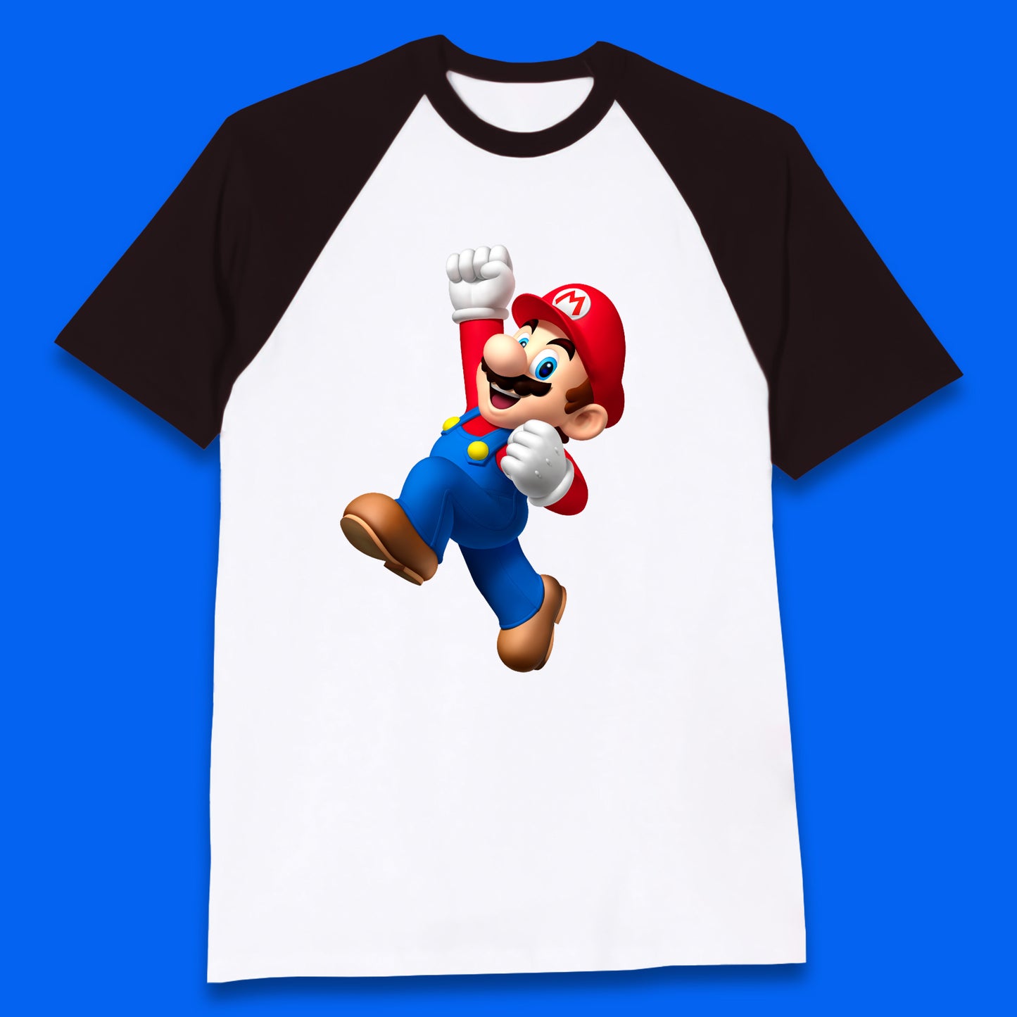 Super Mario Jumping In Happy Mood Funny Game Lovers Players Mario Bro Toad Retro Gaming Baseball T Shirt