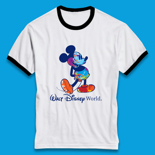 Walt Disnep World Mickey Mouse In Happy Mood Cartoon Character Disneyland Vacation Trip Disney World Ringer T Shirt