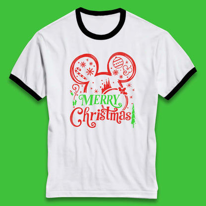 mickey mouse head christmas ringer t shirt