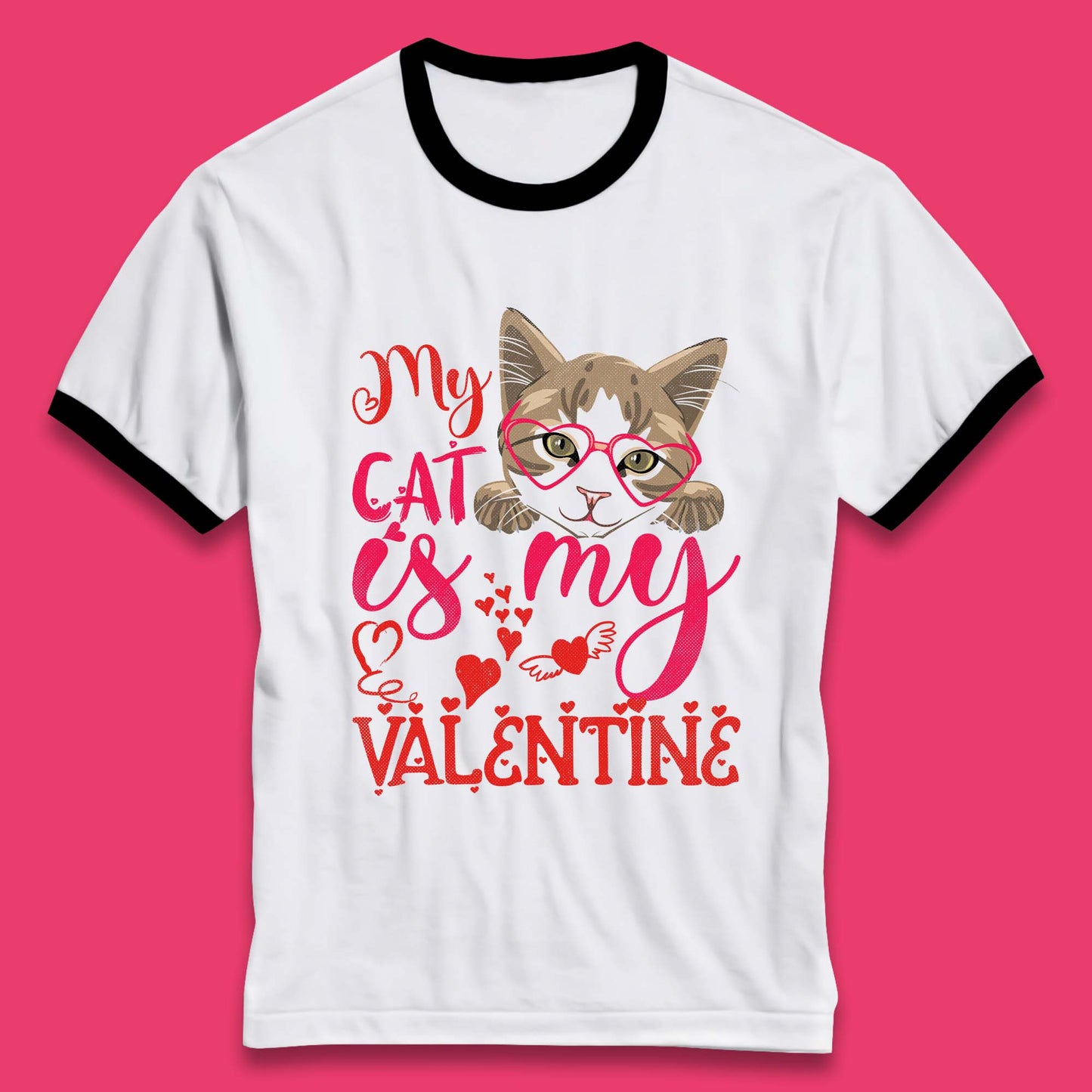 My Cat Is My Valentine Ringer T-Shirt