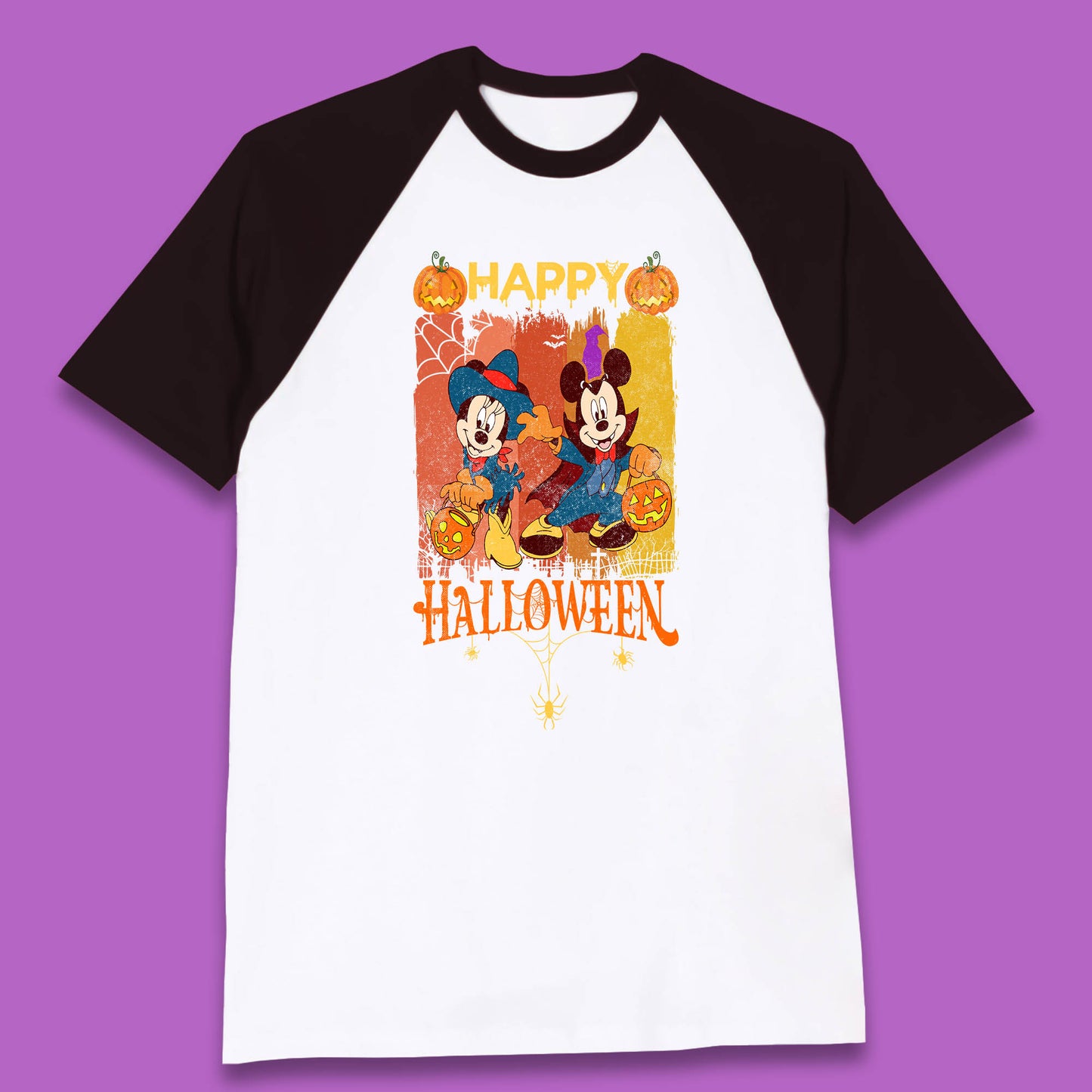 Happy Halloween Disney Witch Mickey Mouse Minnie Mouse Horror Scary Disneyland Trip Baseball T Shirt