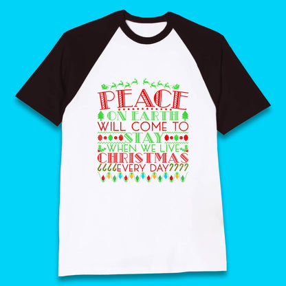 peace on earth christmas quote baseball t shirt