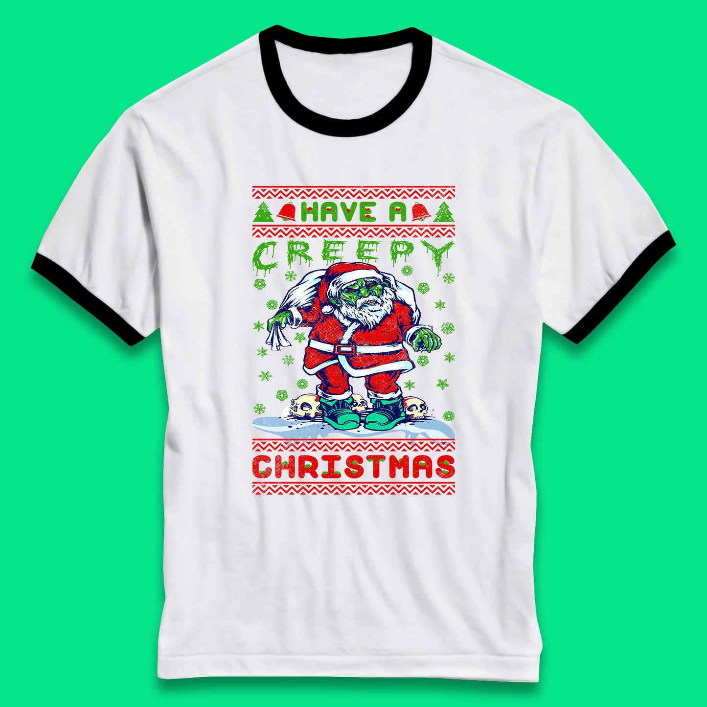 zombie santa claus ringer t shirt